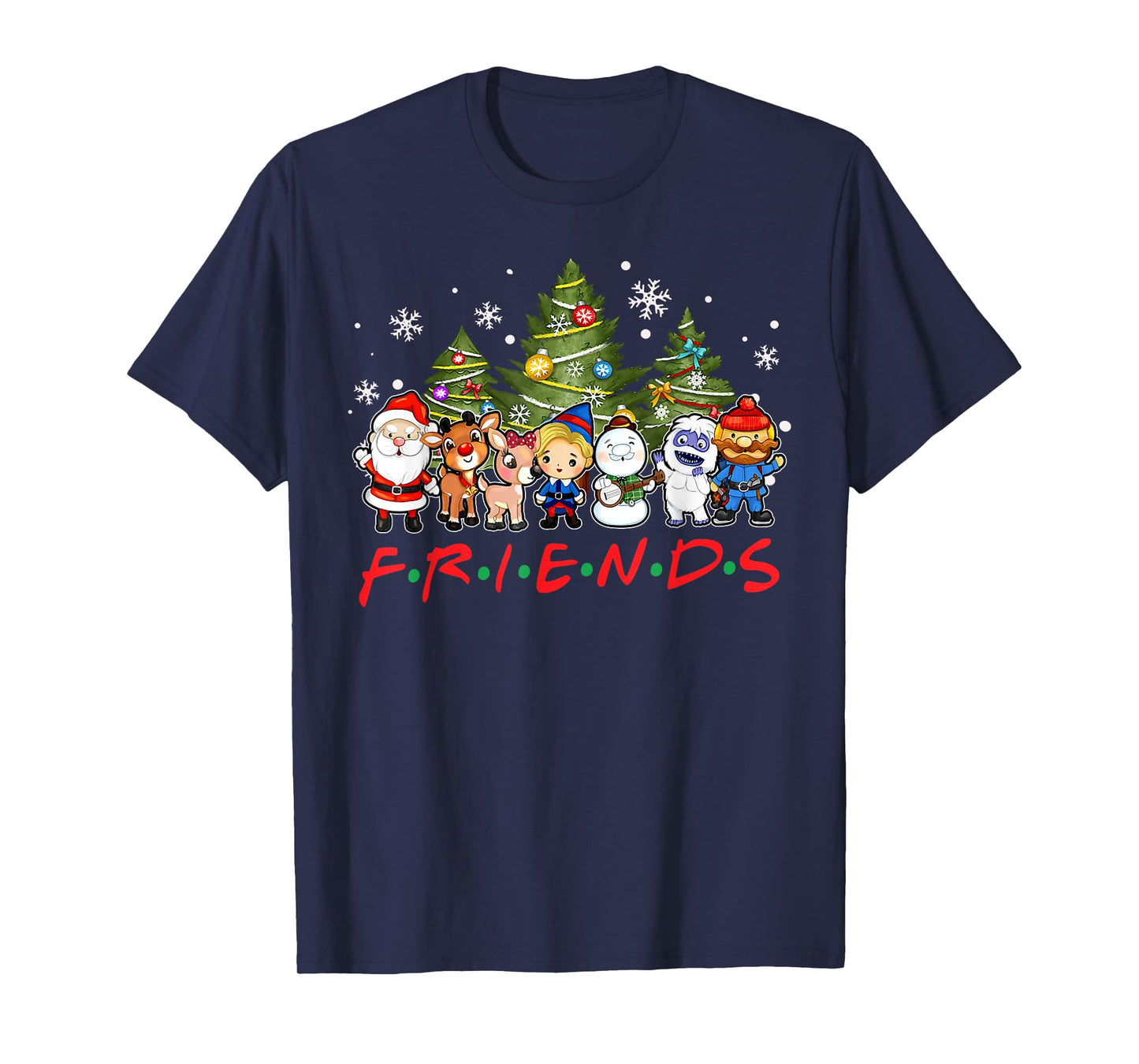 Christmas Santa Friends Rudolph Snowman Family Xmas Holiday T-Shirt