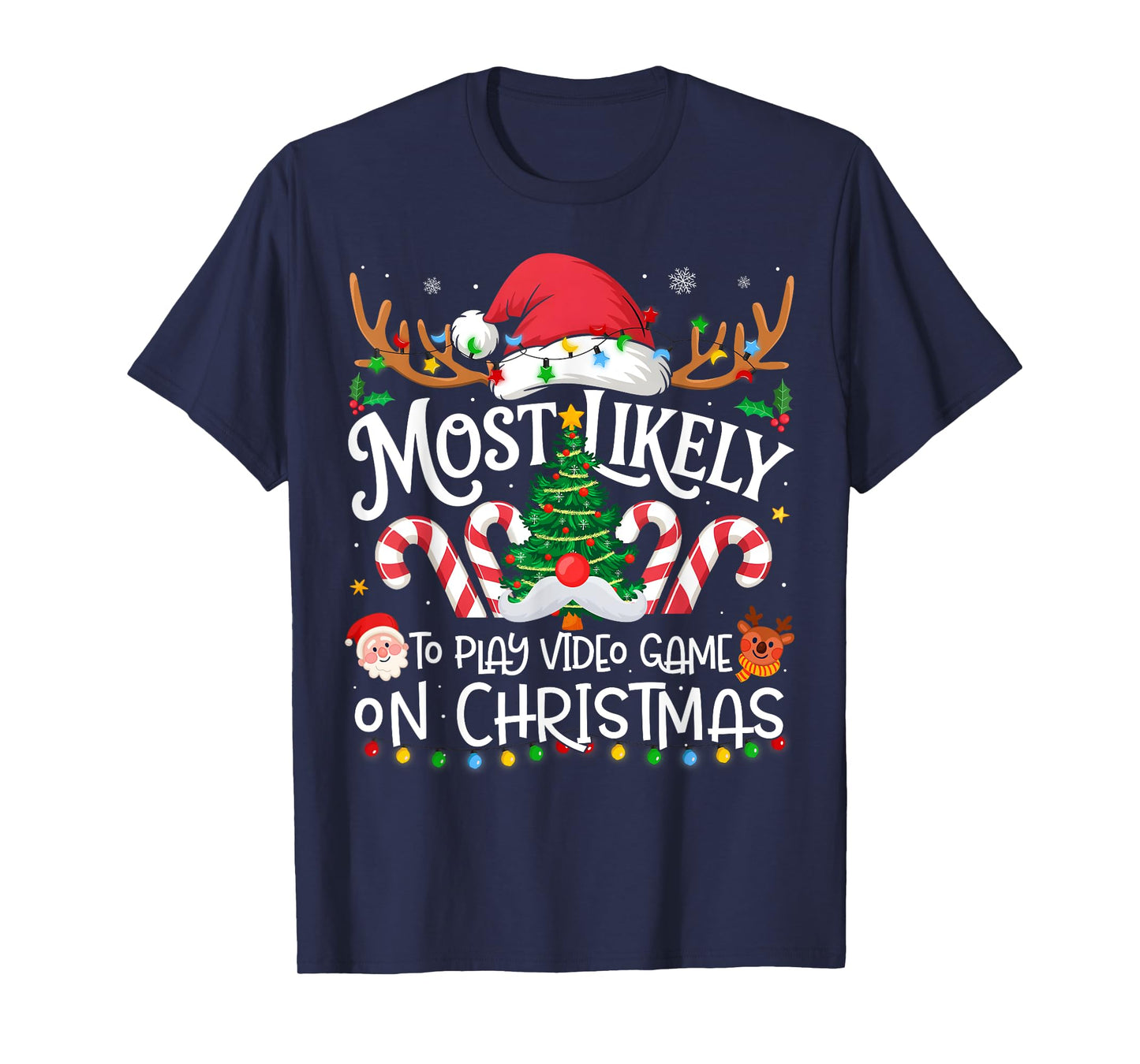 Most Likely to Play Video Games On Christmas Family Matching T-Shirt