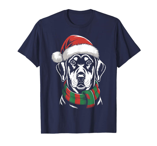 Doberman Pinscher Dog Xmas Santa Hat Scarf Christmas Costume T-Shirt