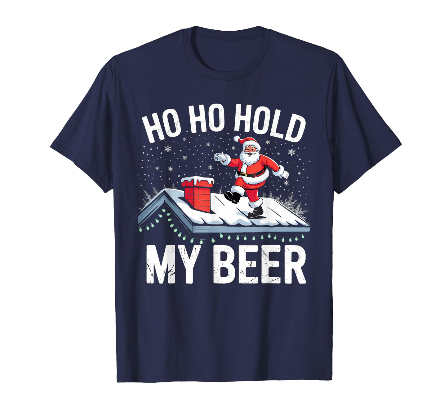 Ho Ho Hold My Beer Christmas 2025 Drinking Santa Gifts T-Shirt