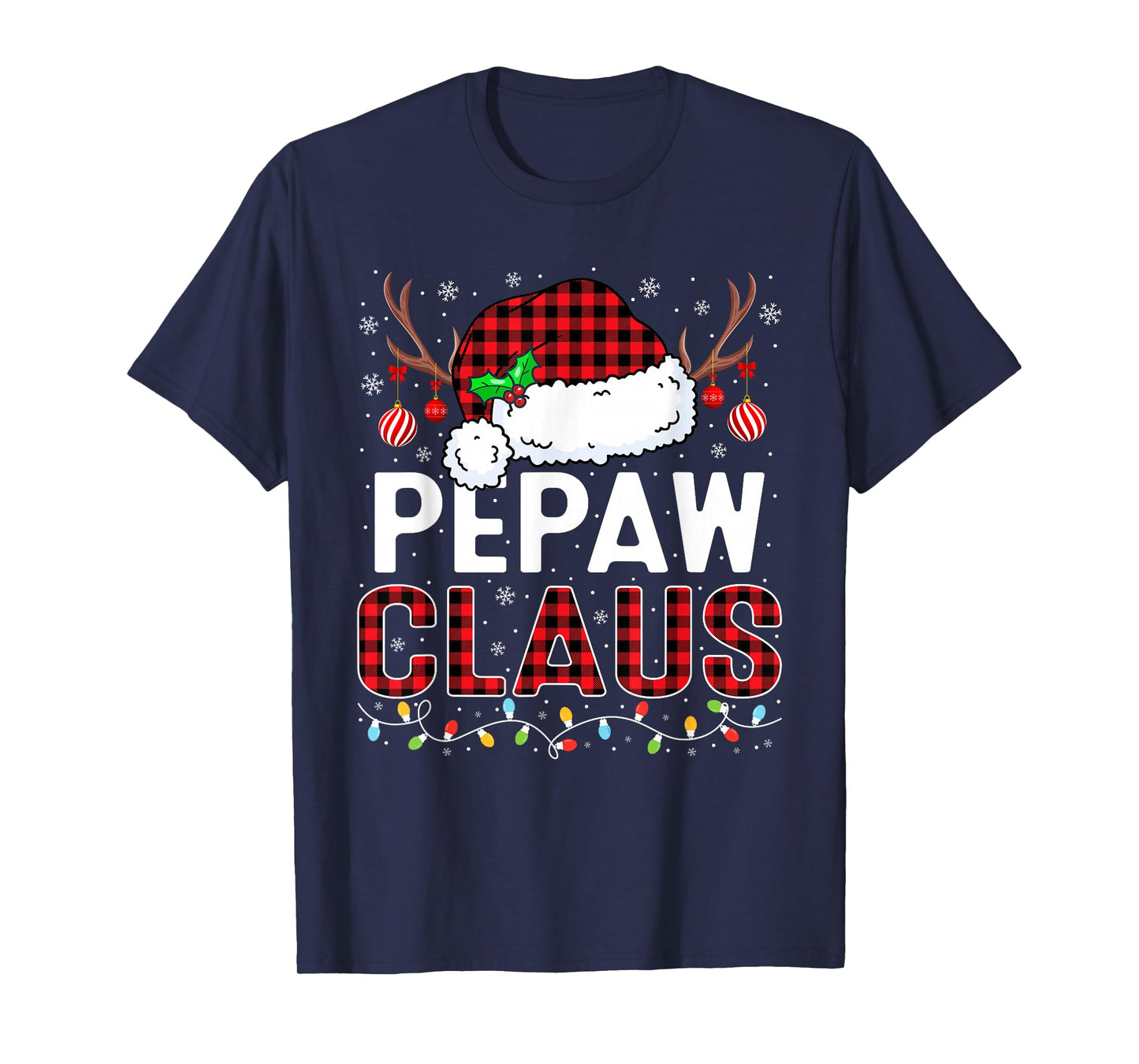 Christmas Lights Pepaw Claus Family Matching Xmas Pajama T-Shirt