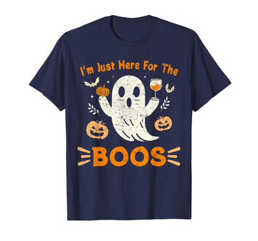 I'm Just Here For The Boos Funny Ghost Retro Halloween T-Shirt
