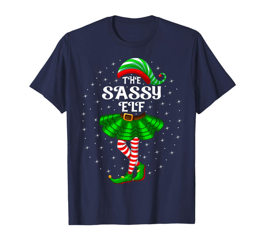 Xmas Family Matching Women Girls Mom The Sassy Elf Christmas T-Shirt
