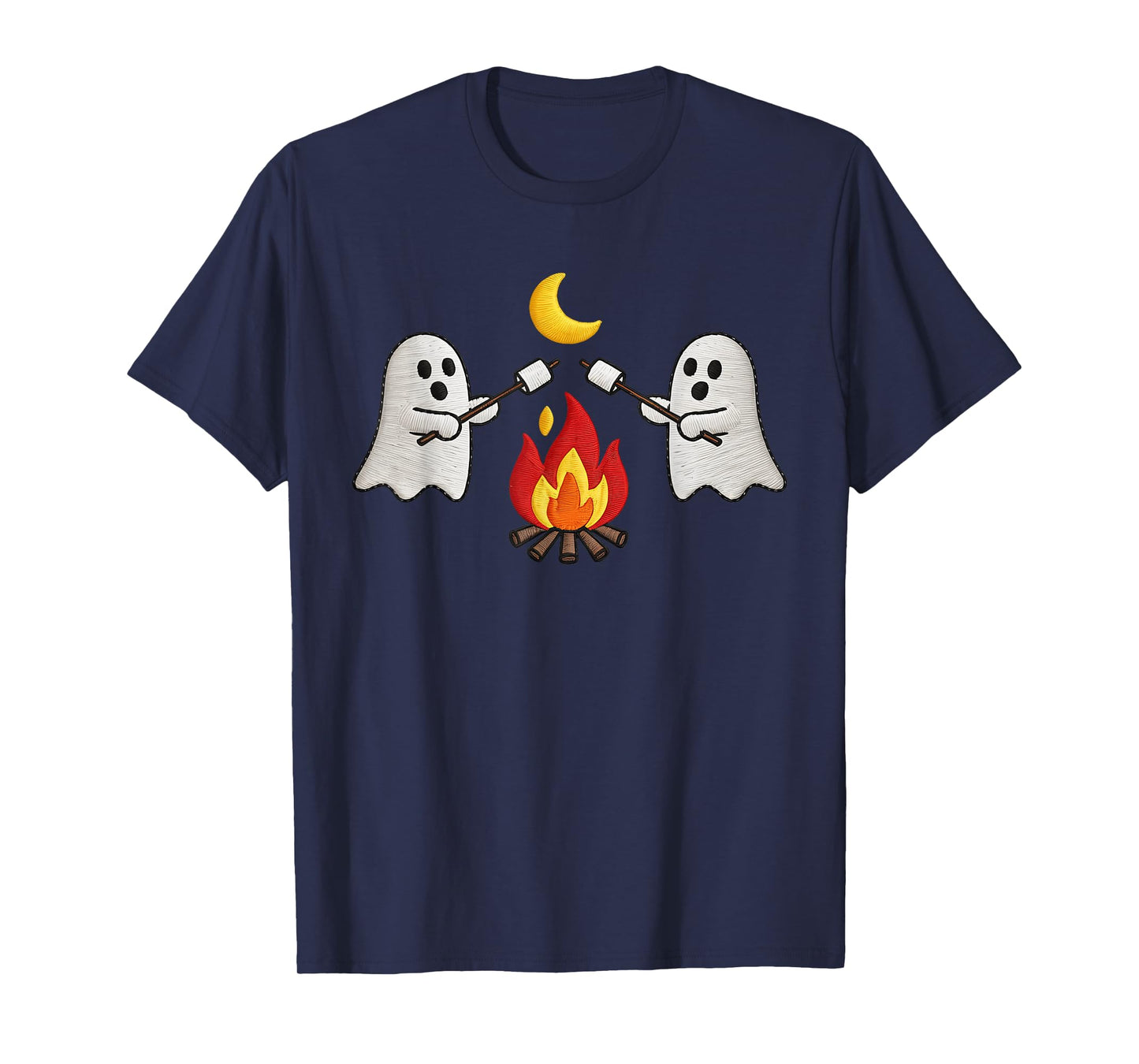 Ghost Campfire Camping Lover Embroidered Halloween Costumes T-Shirt