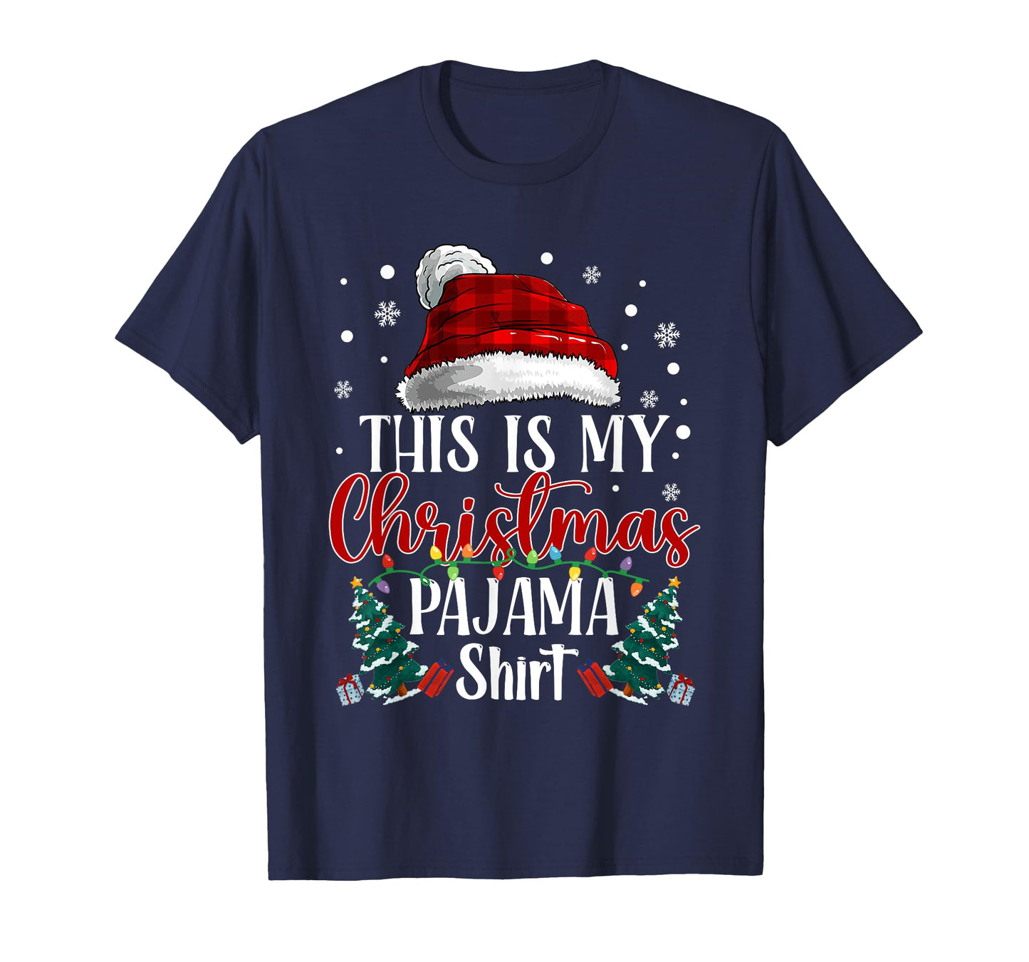 This is My Christmas Pajama Shirt Santa Hat Buffalo Plaid T-Shirt