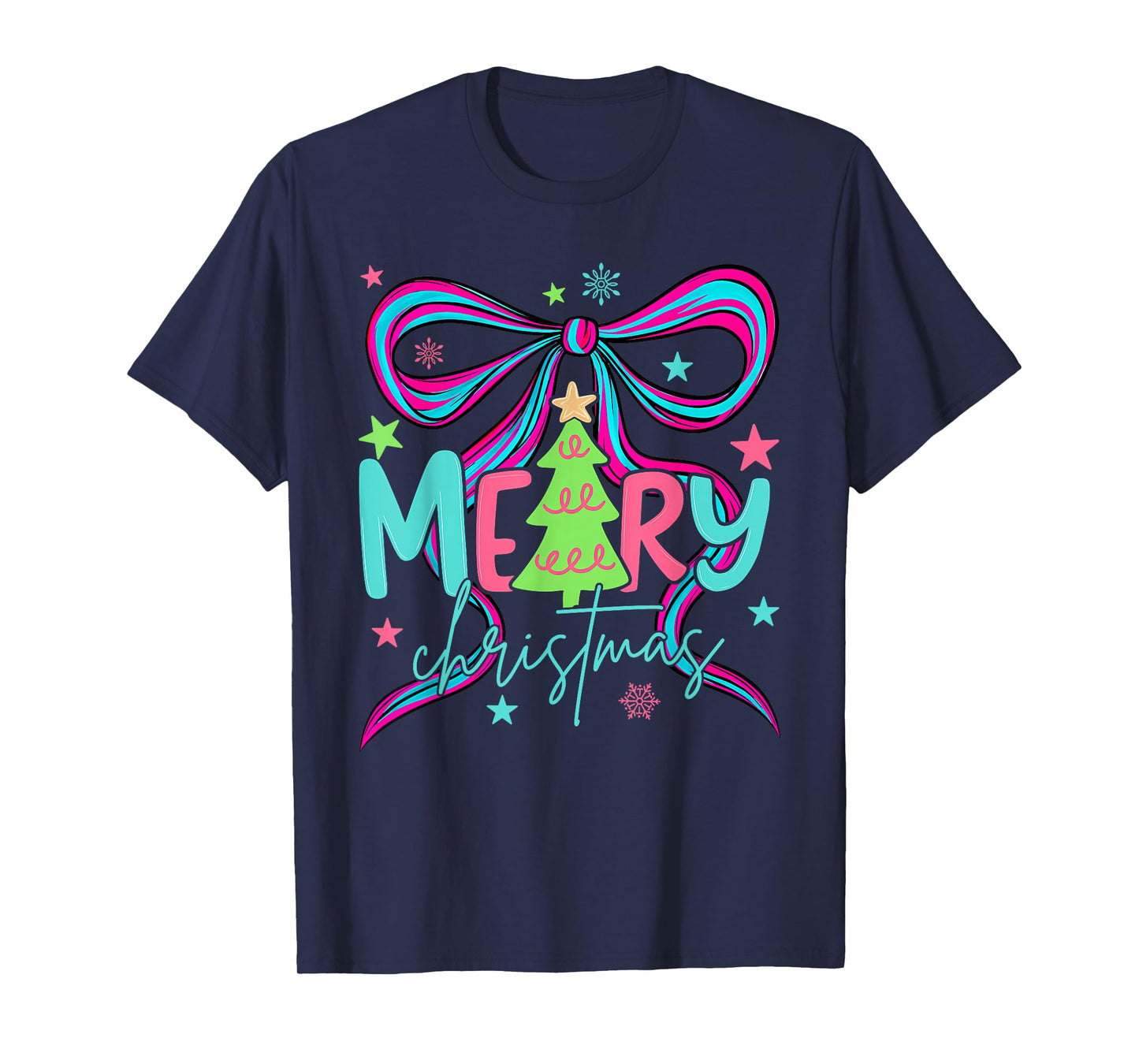 Brushstroke Coquette Merry Christmas Tree Men Women Kids T-Shirt