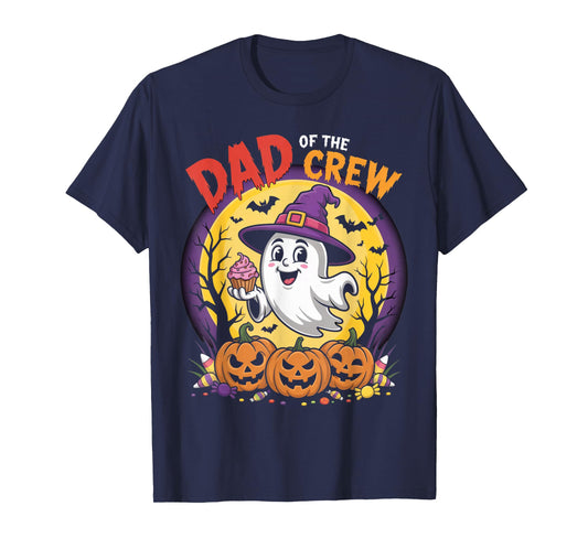 Dad of The Crew Funny Halloween Ghost Outfit with Pumpkins T-Shirt