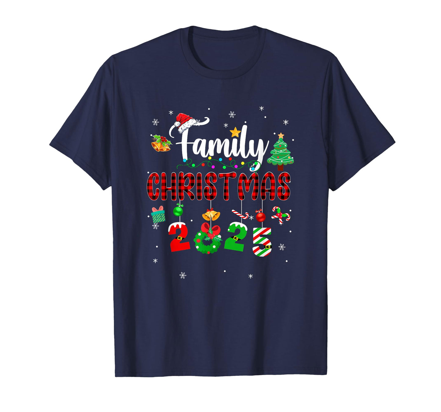 Family Christmas 2025 Matching Red Plaid Squad Santa Elf T-Shirt