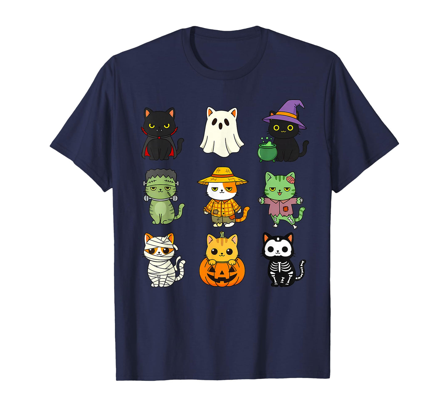 Cute Cat Halloween Costume Spooky Feline Kids Kawaii Kitten T-Shirt