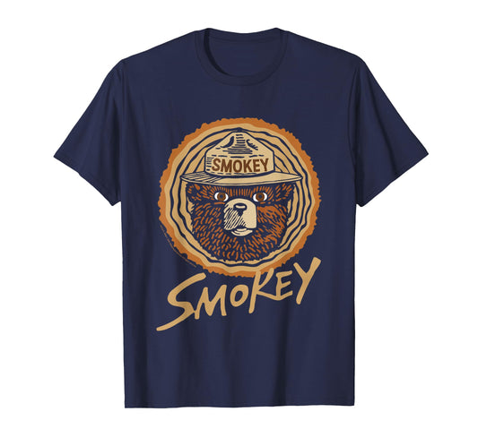 Smokey Bear Vintage Wood Cut Bear Face T-Shirt