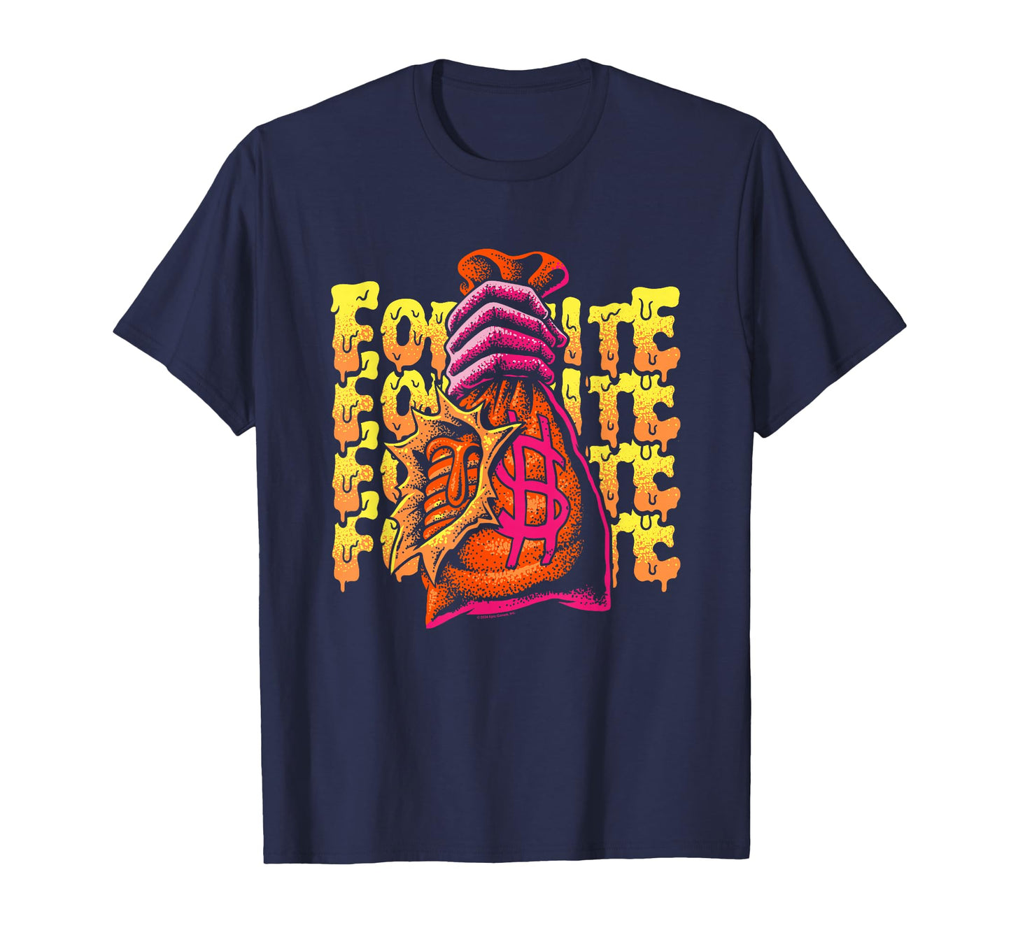 Fortnite Mancake Melting Distressed Big Chest Poster T-Shirt