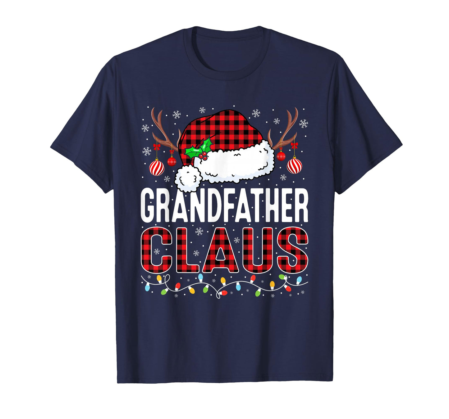 Christmas Lights Grandfather Claus Family Matching Pajama T-Shirt