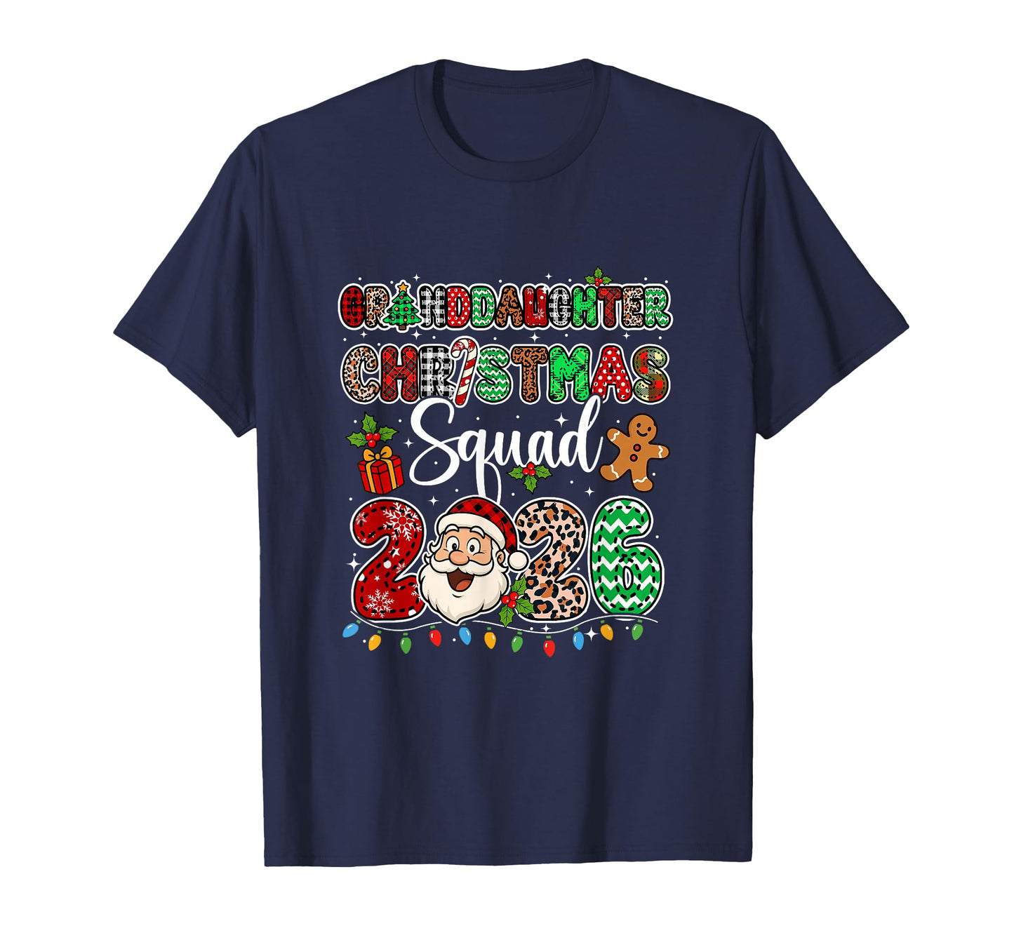 Grandddaughter Christmas Crew 2026 Leopard Santa Family T-Shirt
