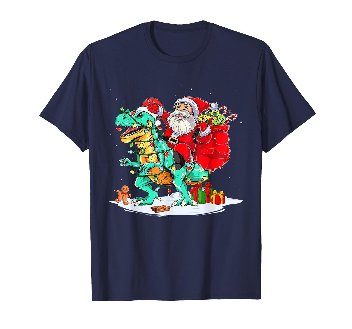 Santa Riding Dinosaur T rex Christmas Xmas Boys Kids Men T-Shirt