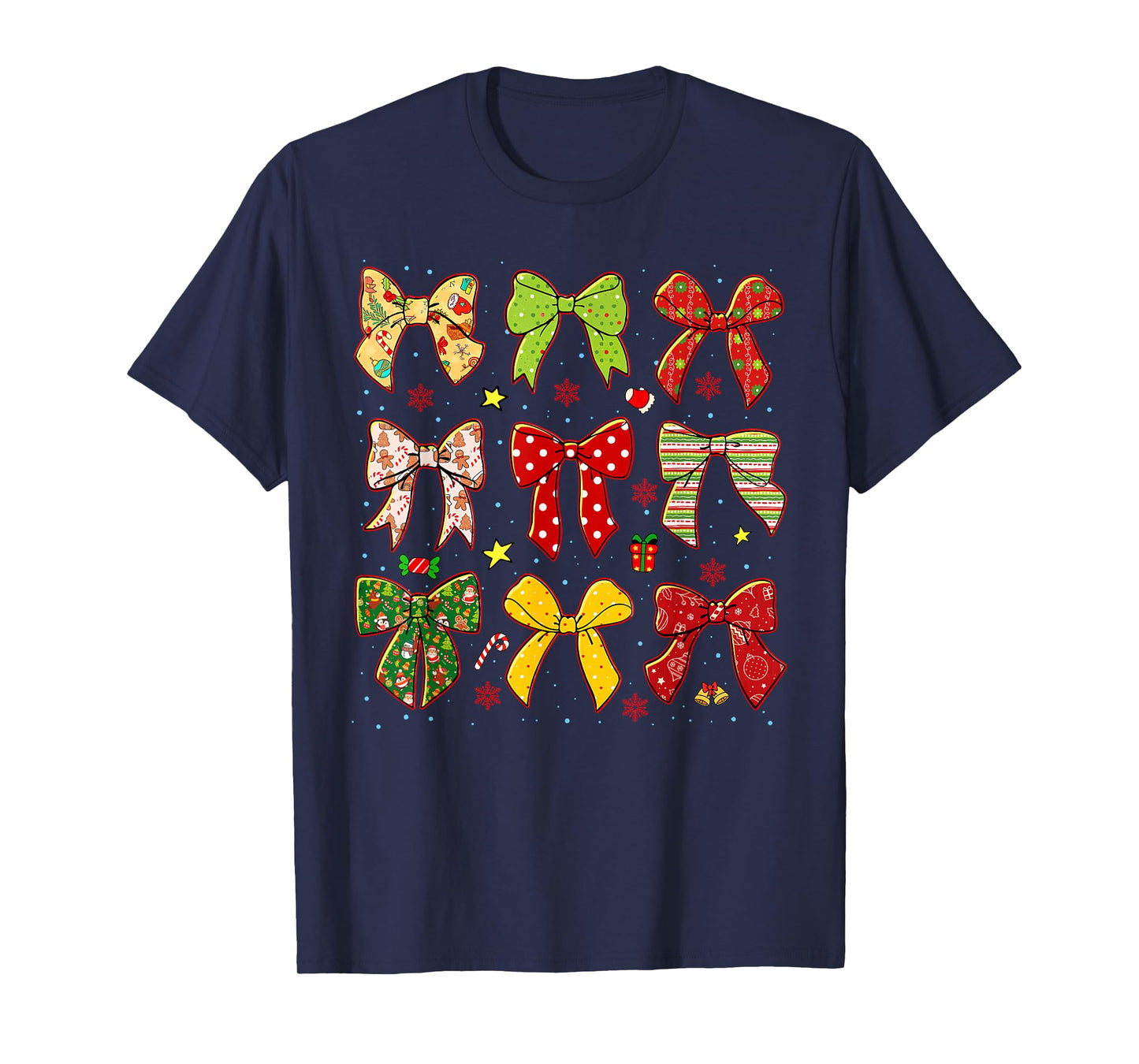 Retro Christmas Coquette Bow Santa Girl Women Kid T-Shirt