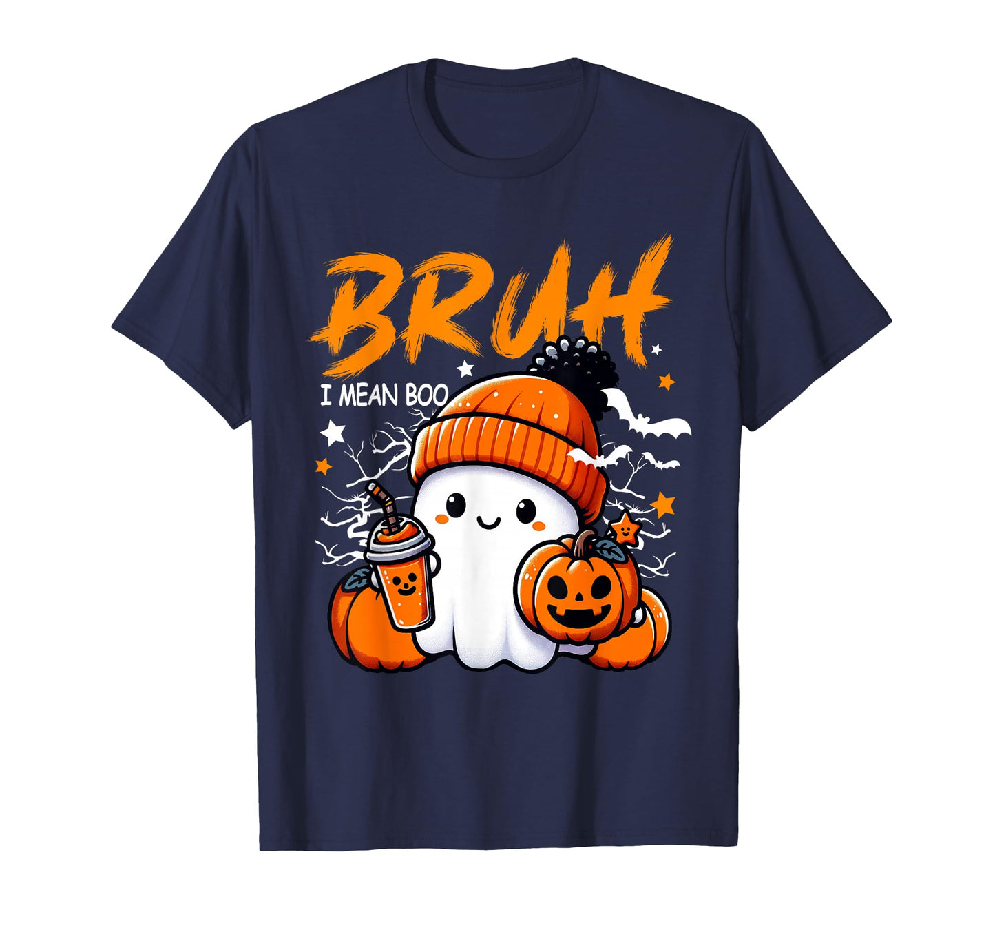 Bruh Ghost Halloween Cute Boo Trick Or Treat Candy Kids T-Shirt