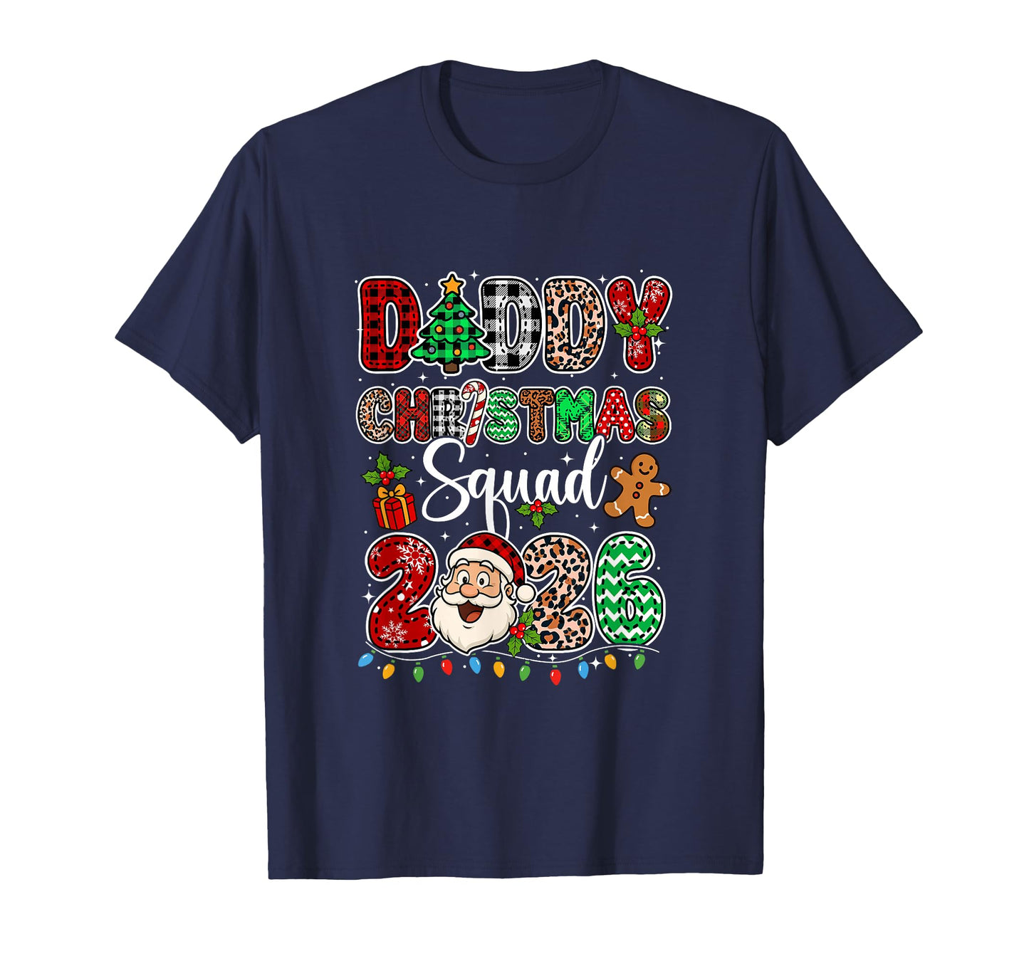 Daddy Christmas Crew 2026 Leopard Funny Santa Family Group T-Shirt