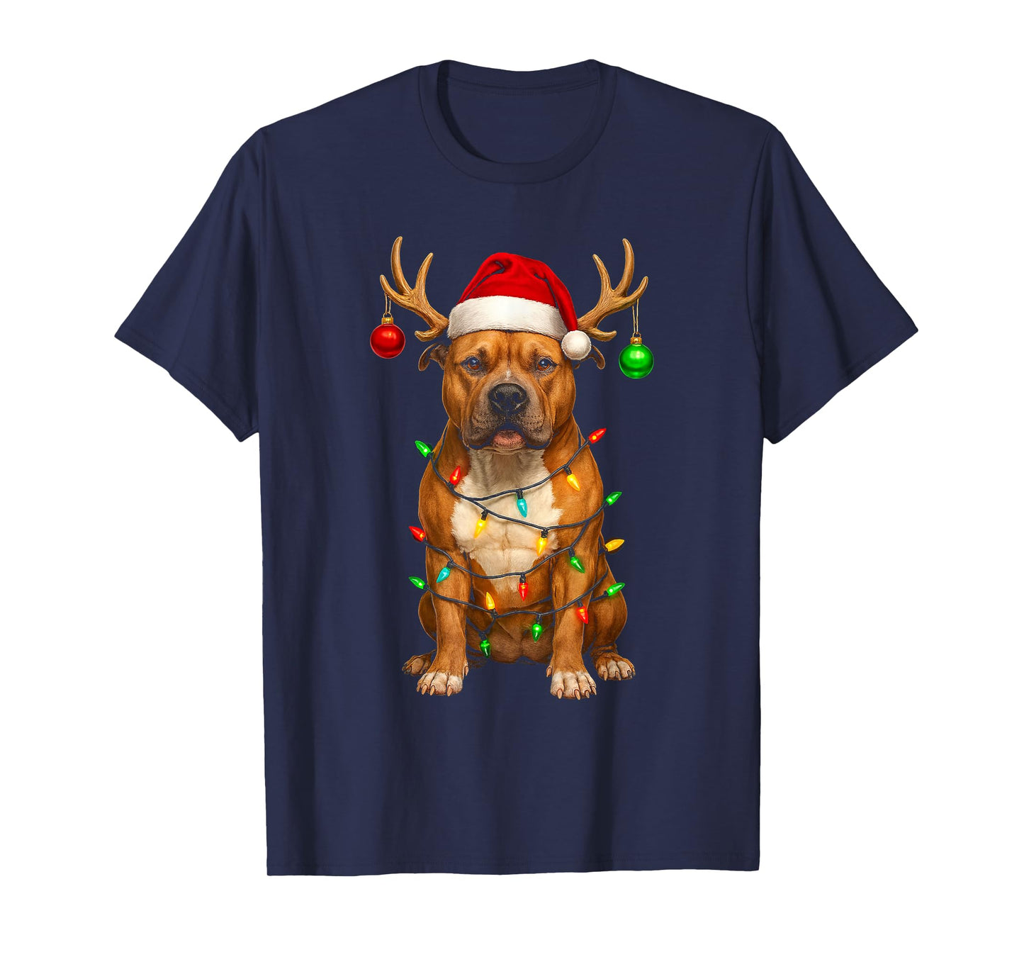 Pitbull Terrier Christmas Dog Santa Hat Lover T-Shirt