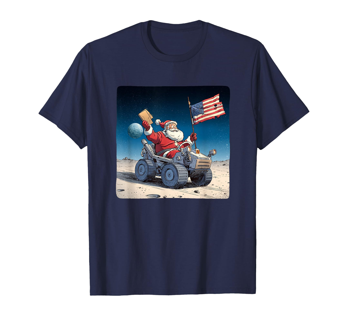 Funny Christmas on Moon with Santa Vehicle Costume T-Shirt