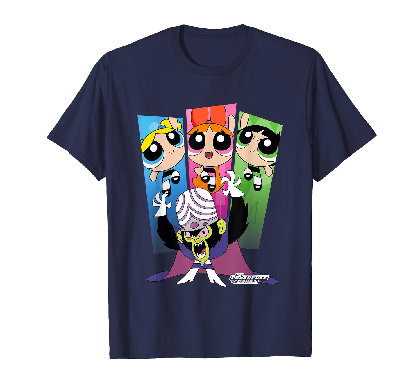 The Powerpuff Girls Mojo JoJo Group Shot Big Chest Panels T-Shirt