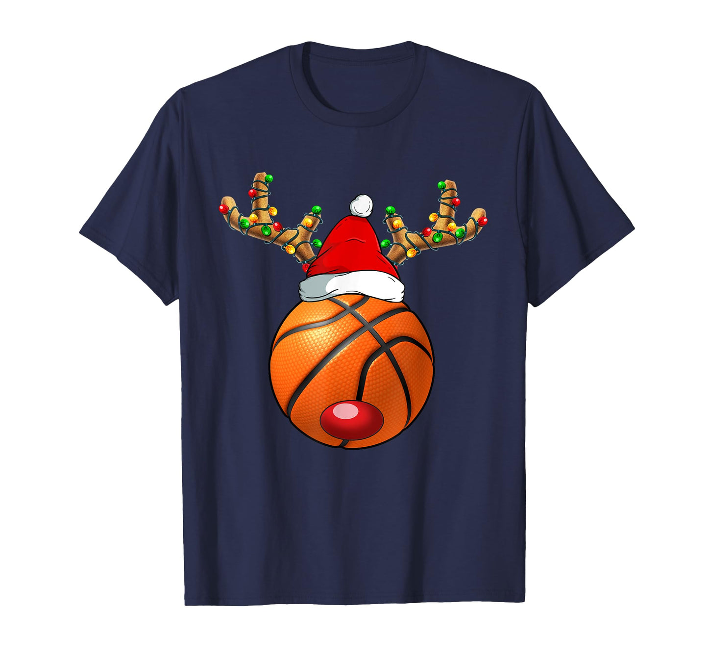 Christmas Reindeer Face Basketball Christmas Men Boys Kids T-Shirt