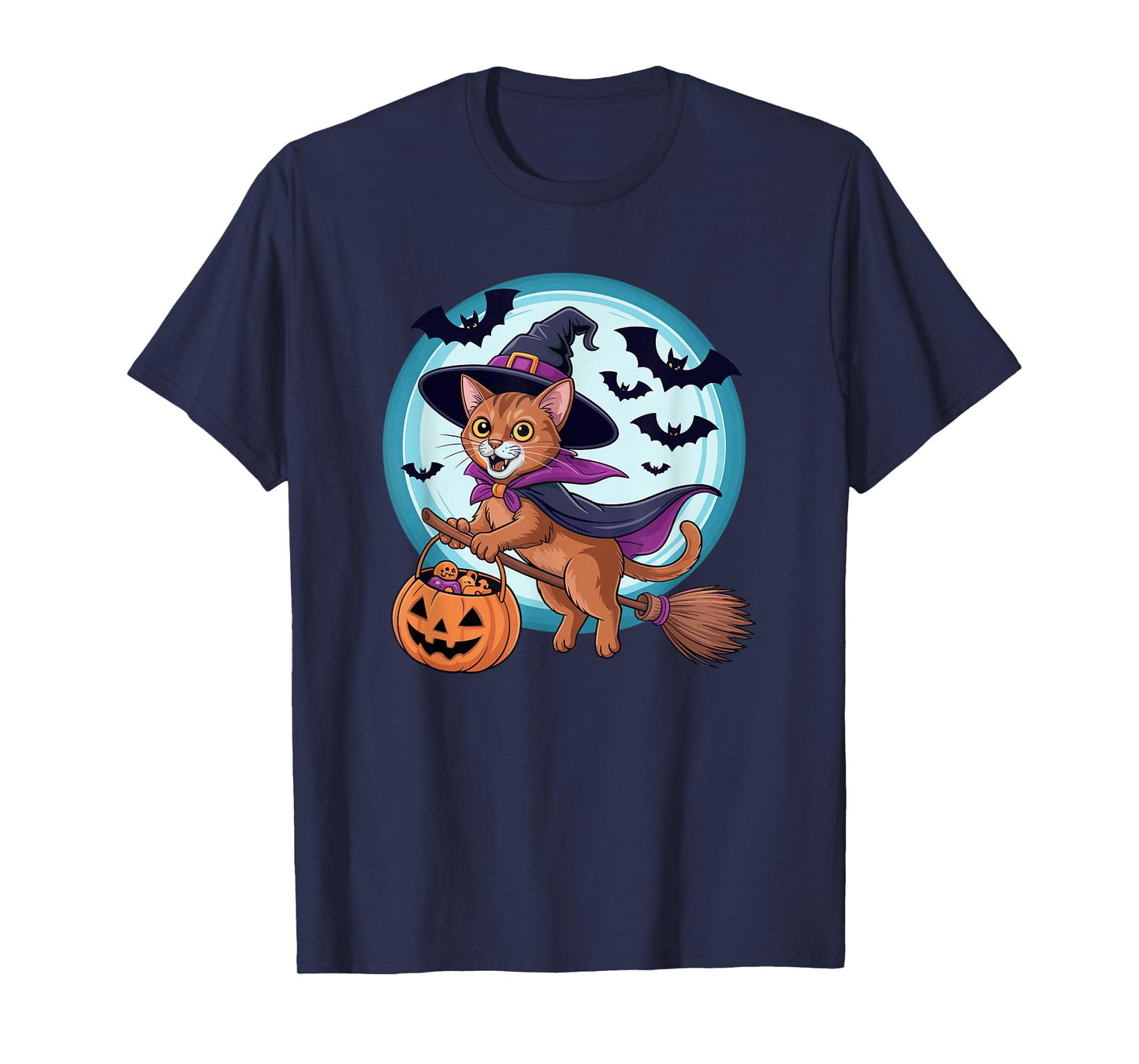 Halloween Witch Abyssinian Moon Abyssinians T-Shirt
