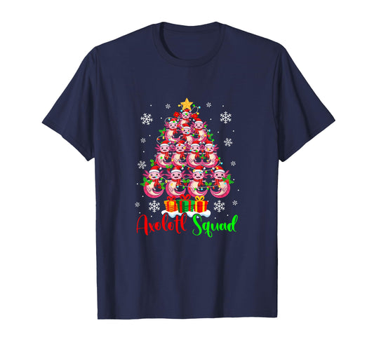 Axolotl Squad Group Santa Axolotls As Colorful Xmas Tree T-Shirt