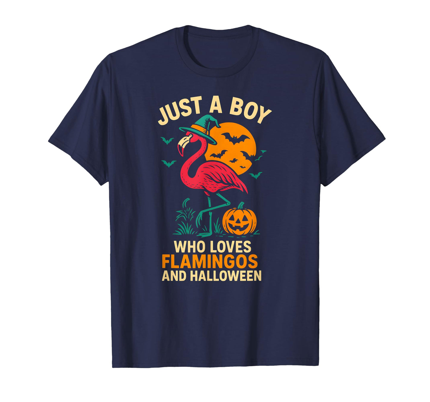 Flamingo Halloween Boy Loves Cute Boys Spooky Flamingo T-Shirt