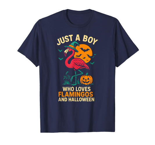 Flamingo Halloween Boy Loves Cute Boys Spooky Flamingo T-Shirt