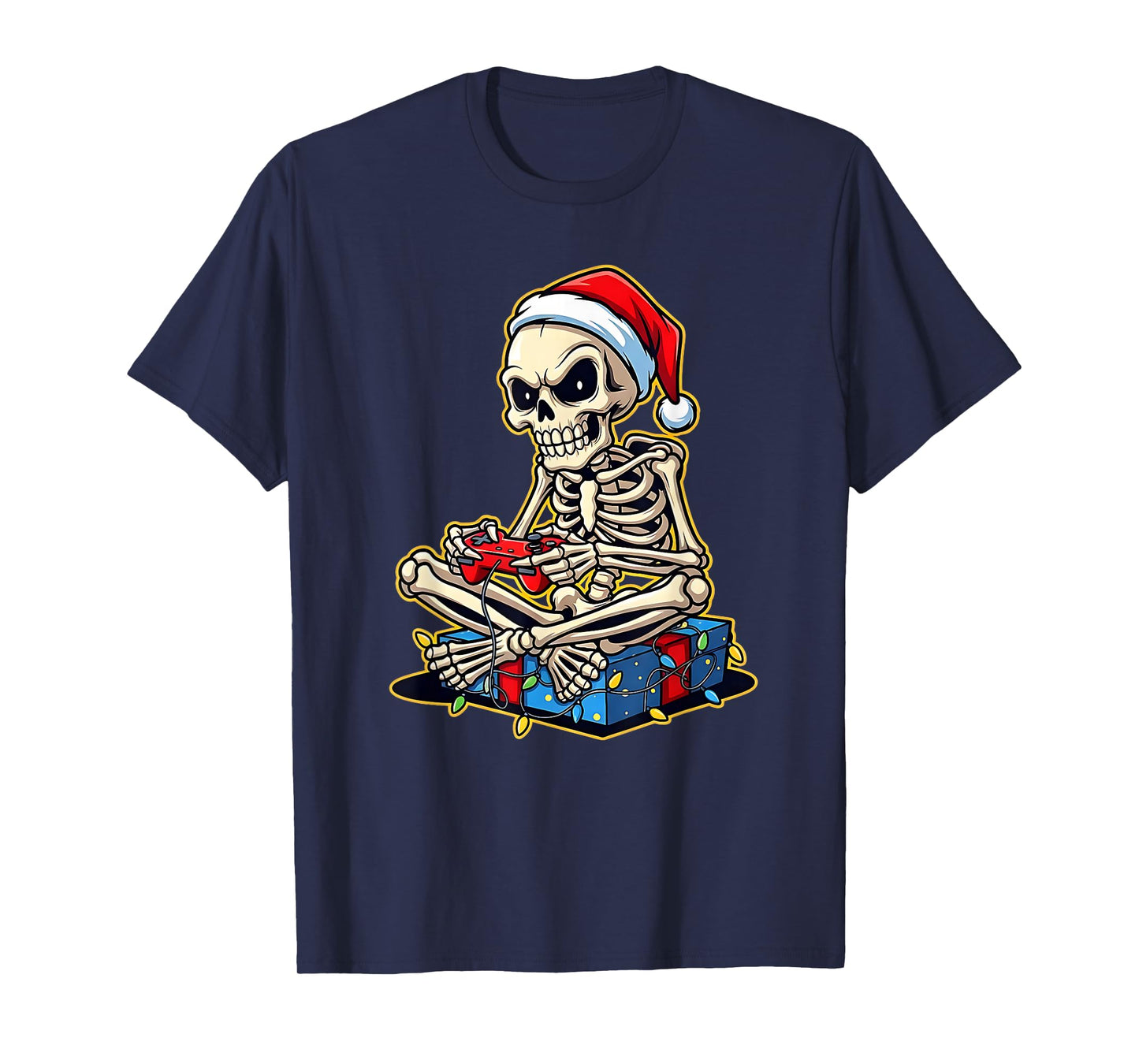 Christmas Skeleton Gamer Video Gaming Funny Skeleton T-Shirt