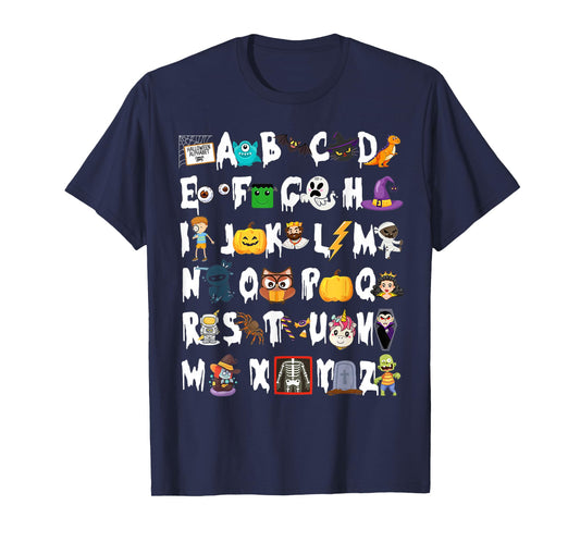 ABCs Learning Kindergarten Teacher Funny Halloween Alphabet T-Shirt