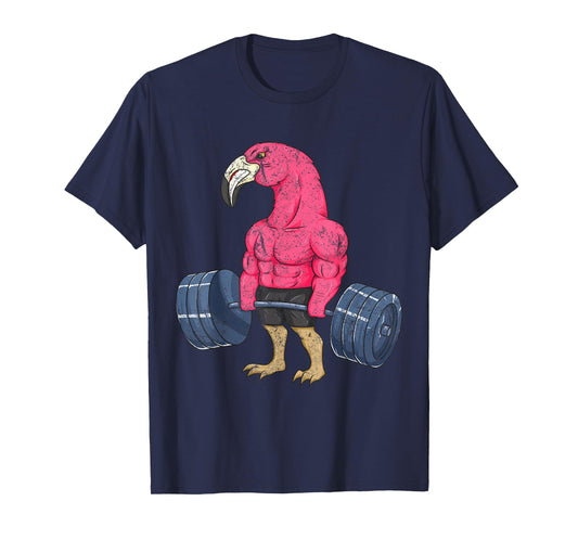 Vintage Flamingo Weightlifting Bodybuilder Muscle Fitness T-Shirt