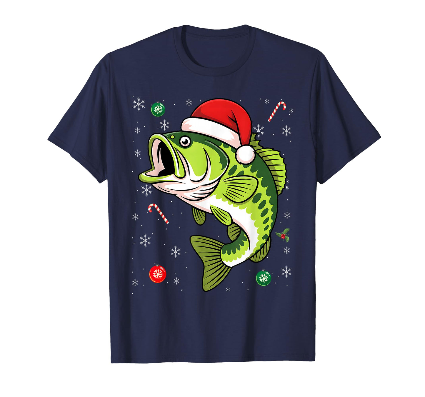 Bass Fishing Christmas Pajama Fish Santa Fisherman Angler T-Shirt