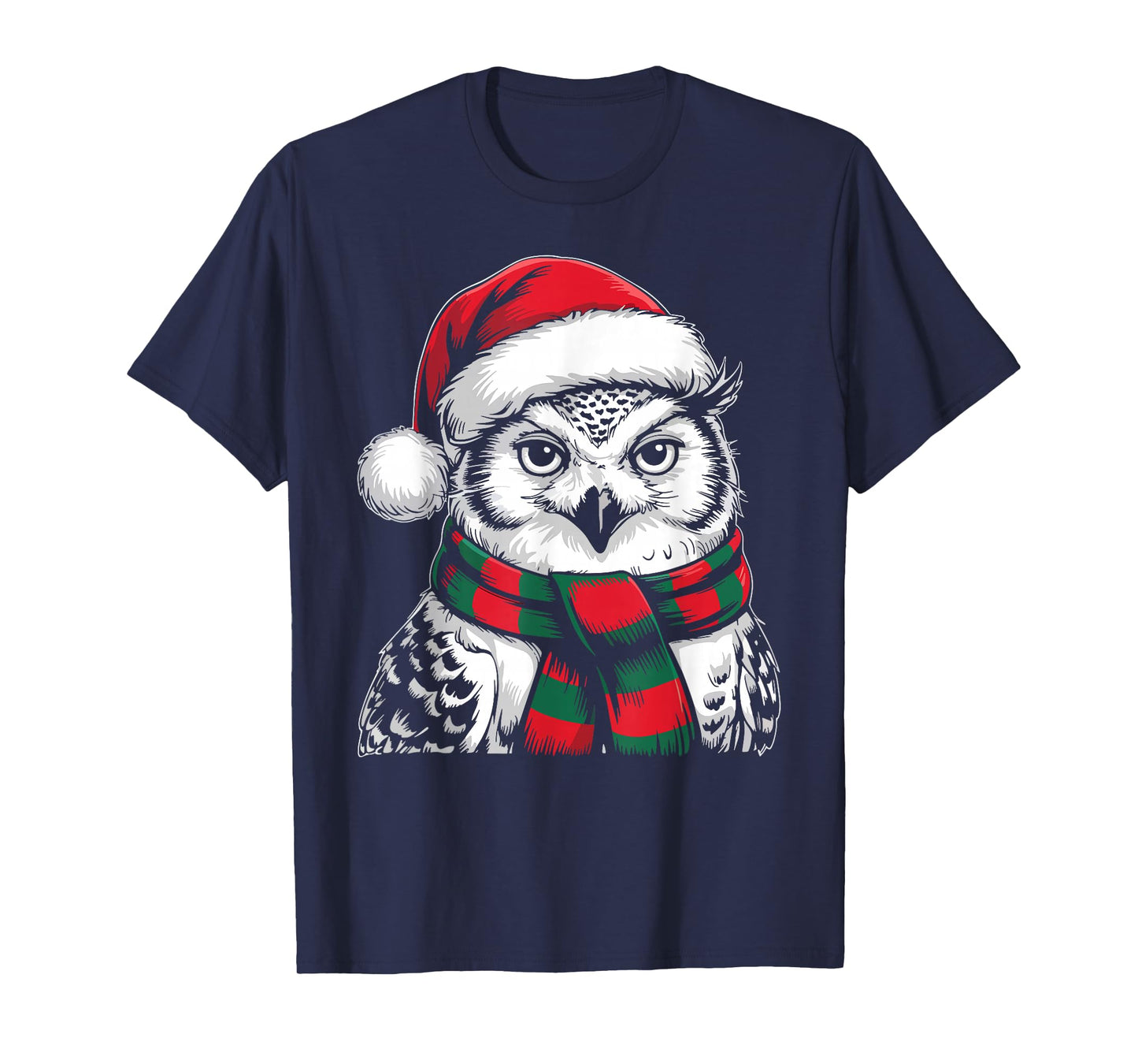 Snowy Owl Xmas Santa Hat Scarf Christmas Costume T-Shirt