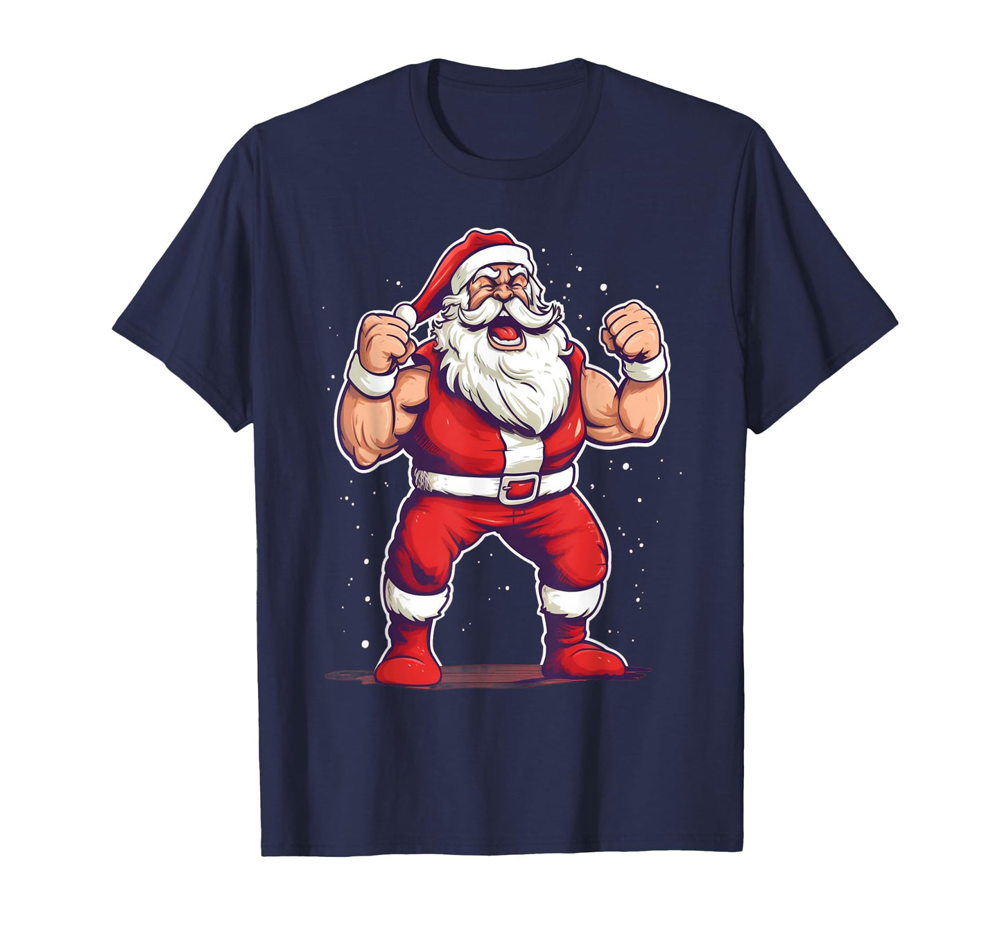 Wrestling Santa Funny Christmas Wrestler Workout Gym Xmas T-Shirt