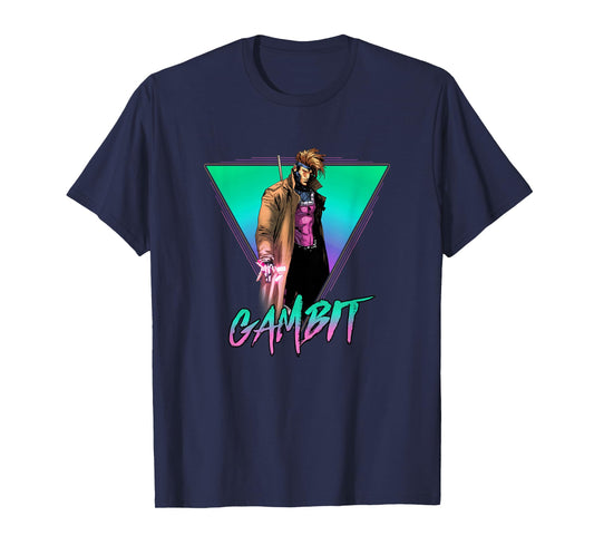 Marvel X-Men Gambit Epic Neon 80's Style Retro Portrait T-Shirt