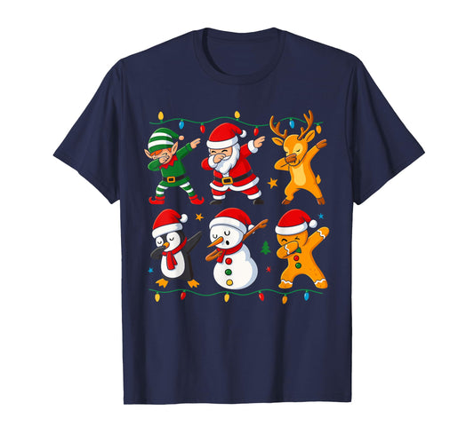 Dabbing Gingerbread Santa Elf Costume Kids, Christmas Squad T-Shirt
