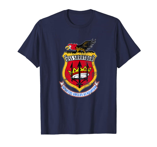 USS Saratoga CV-60 Aircraft Carrier Veteran US Flag Vintage T-Shirt