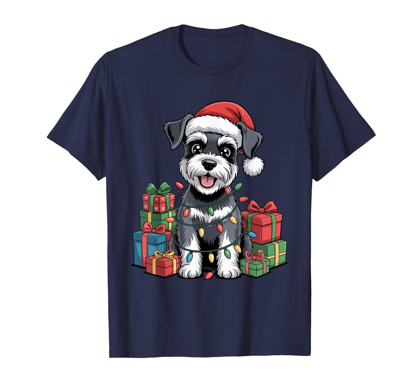 Cute Miniature Schnauzer Christmas Funny Dog Lover Holiday T-Shirt