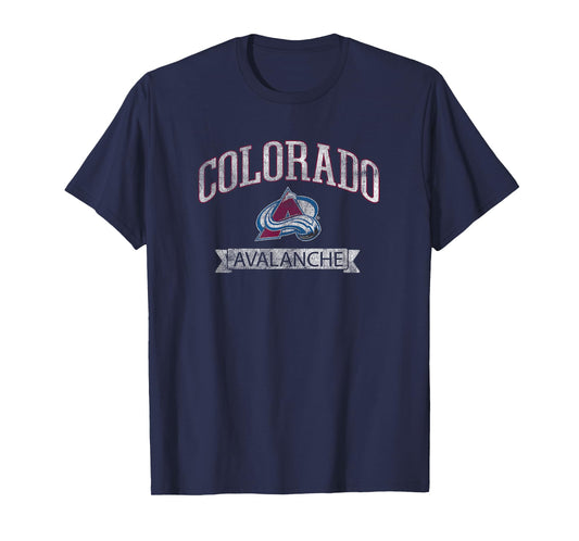 Colorado Avalanche Vintage T-Shirt, Navy, Unisex-Adults & Unisex-Kids, Short Sleeve, NHL Officially Licensed, Colorado Logo, Sports Fan Apparel