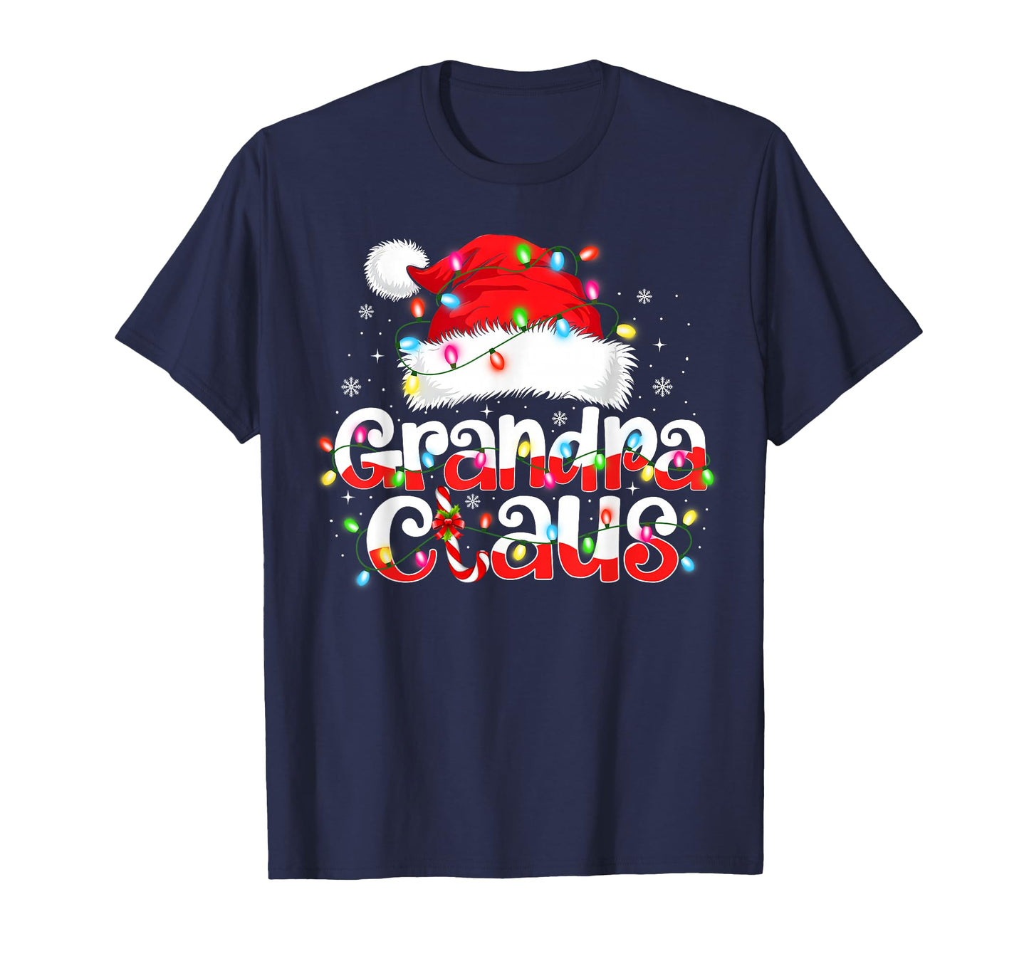 Grandpa Claus Shirt Christmas Lights Pajama Family Matching T-Shirt