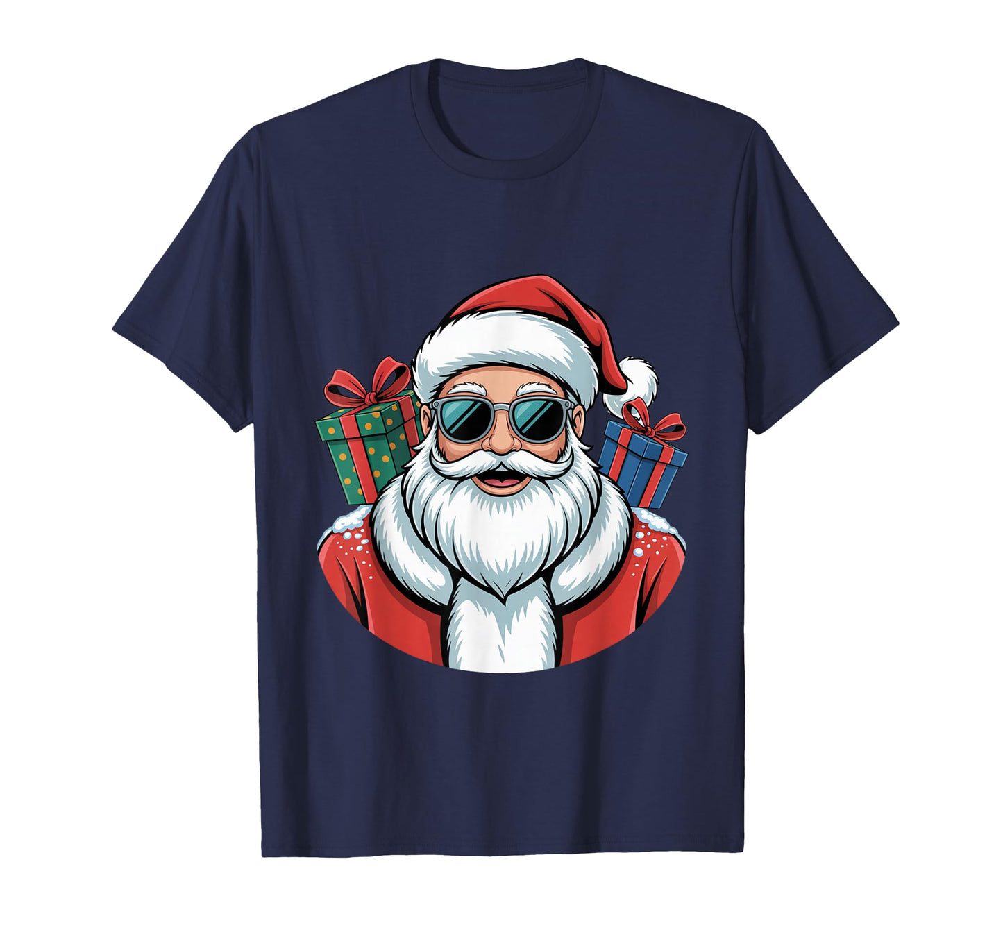 Cool Santa with Shades and Gifts Christmas Vibe T-Shirt