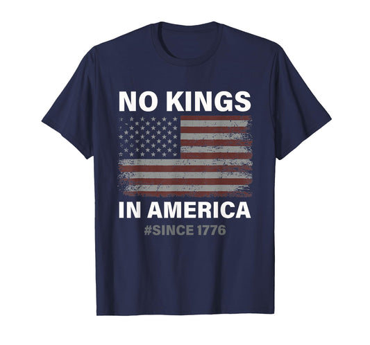 No Kings in America Since 1776 Vintage USA Flag No Kings T-Shirt
