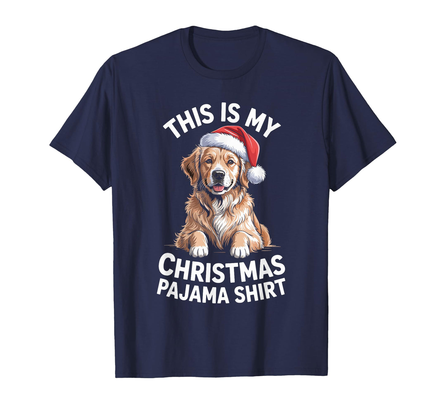 Golden Retriever Dog Santa Hat Christmas Pajama Men Women T-Shirt
