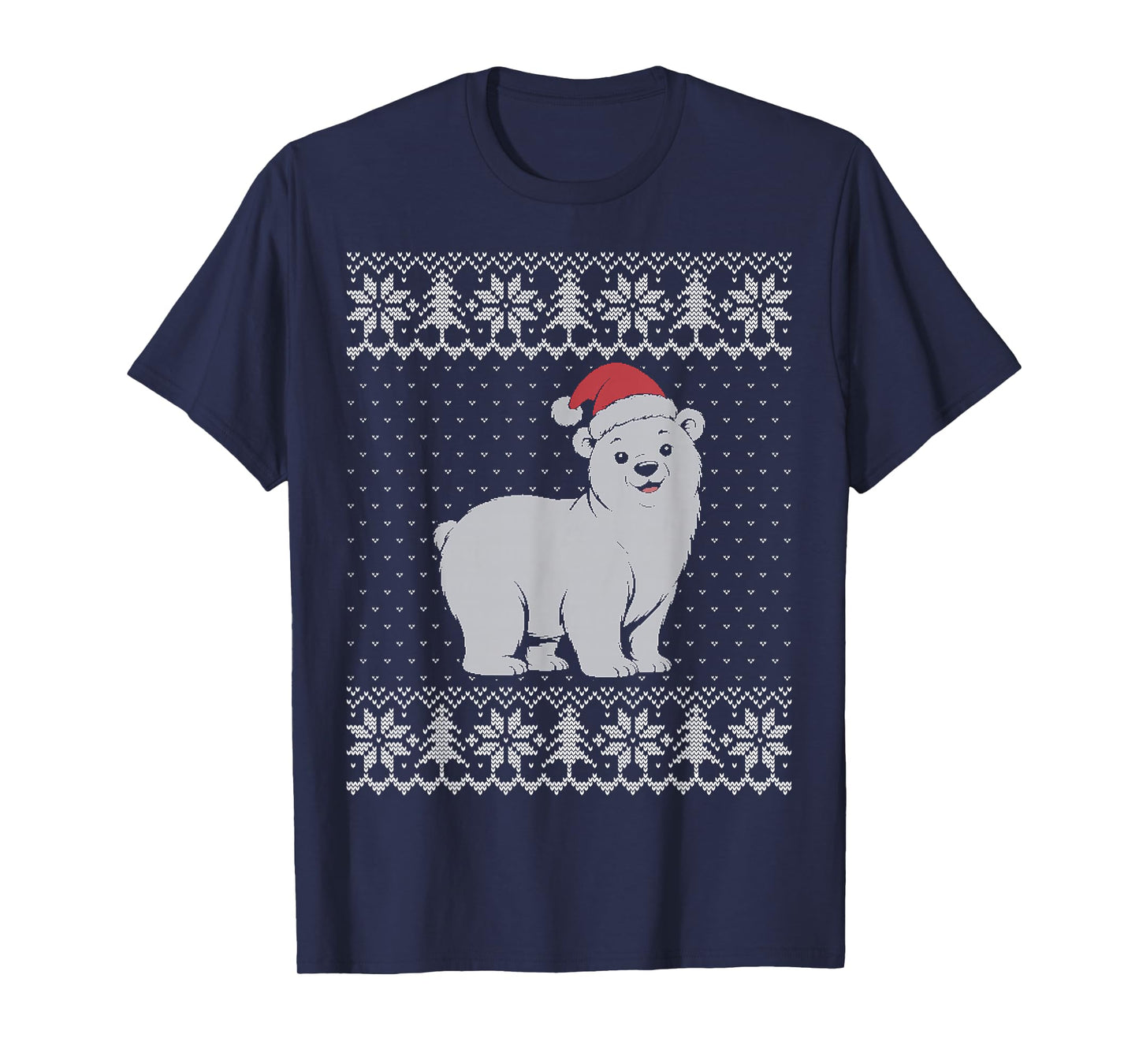 Polar Bear Christmas Sweater, Cute White Bear Santa hat T-Shirt