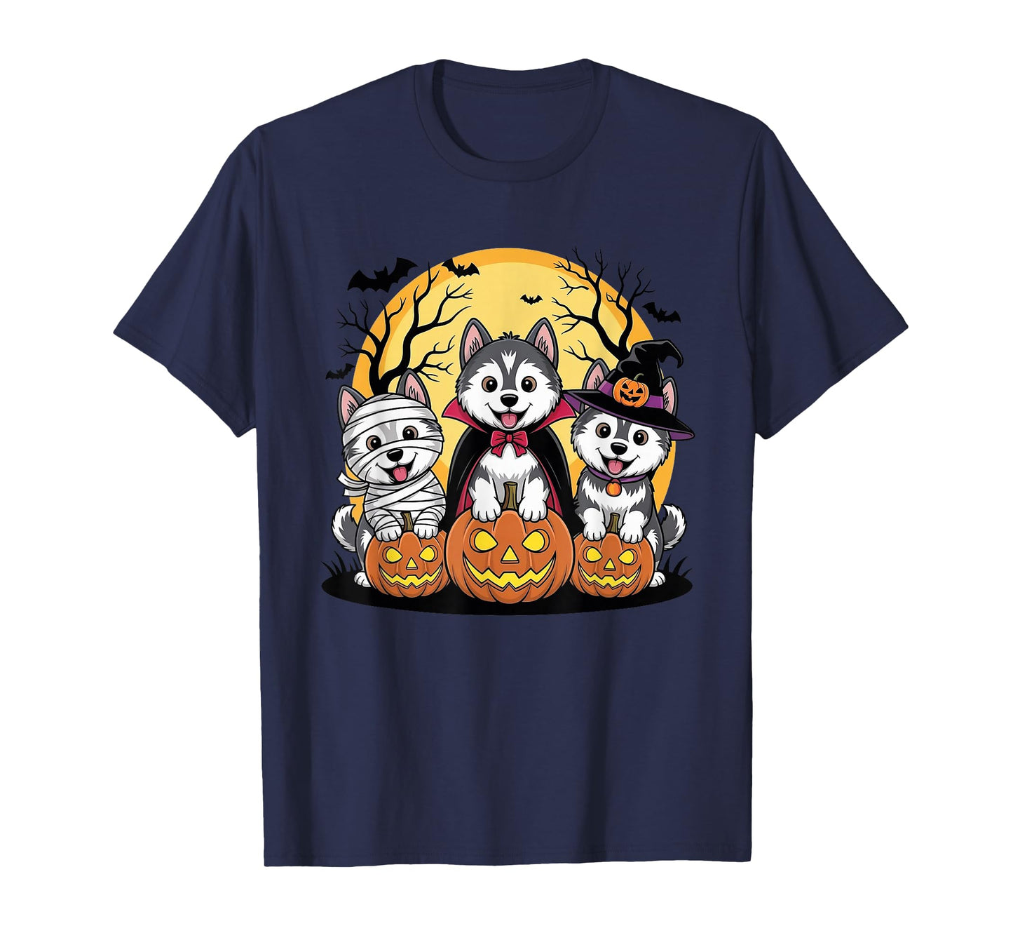 Husky Siberian Dogs Halloween Husky Dog Mom Husky Lover T-Shirt