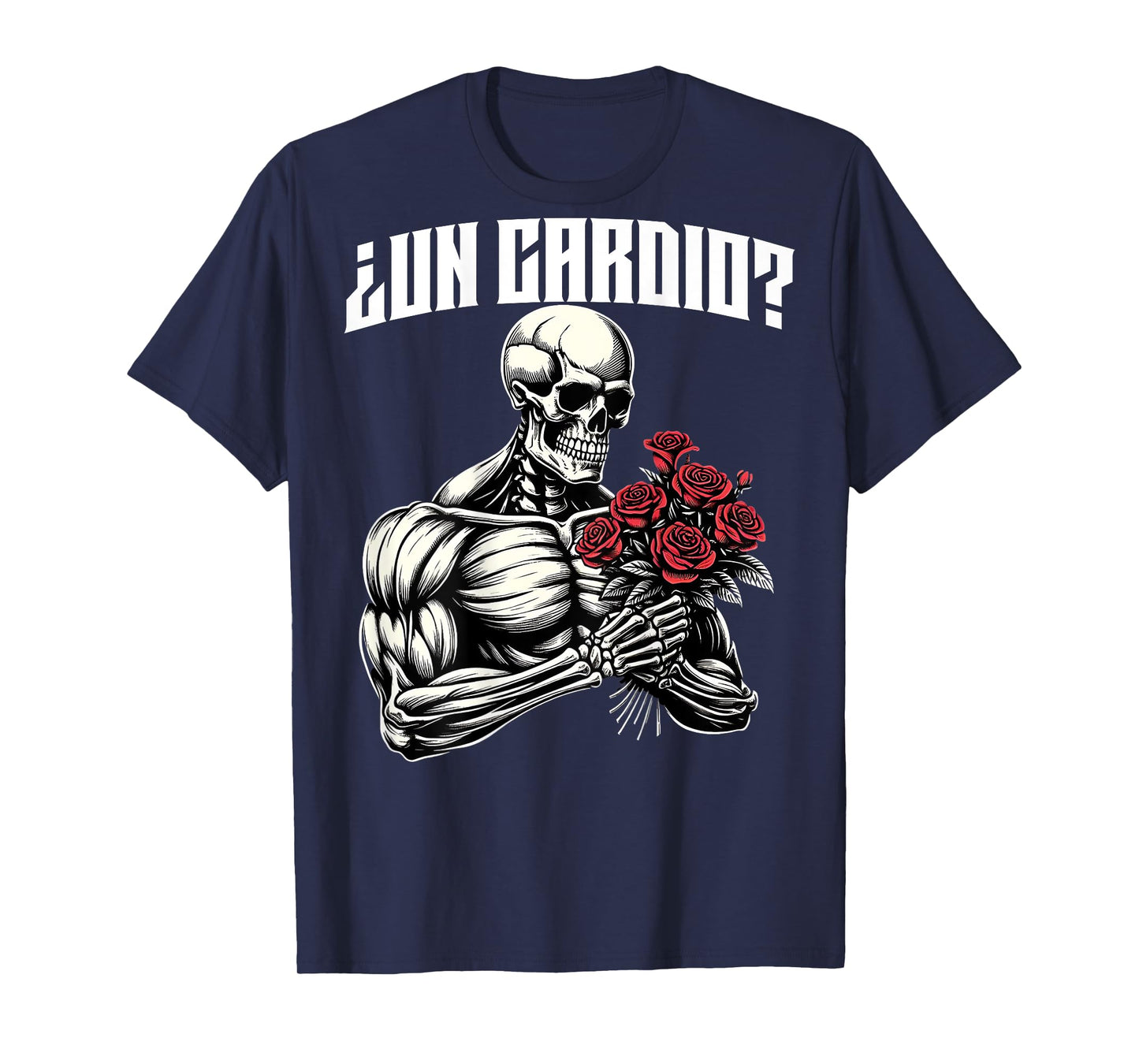 Un cardio? Espalda. Calaca con flores rosas, calacas gym T-Shirt