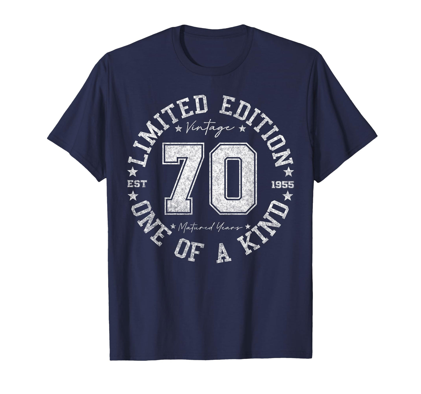 Retro One Of a Kind Shirts For Men Women 2025 70th Birthday T-Shirt, Unisex-Adult, Short Sleeve, Black, Small, Vintage, Number, Cotton Blend, Machine Wash, T-Shirt