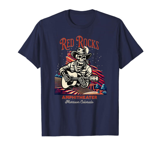 Red Rocks Amphitheater - Skeleton Playing Guitar T-Shirt