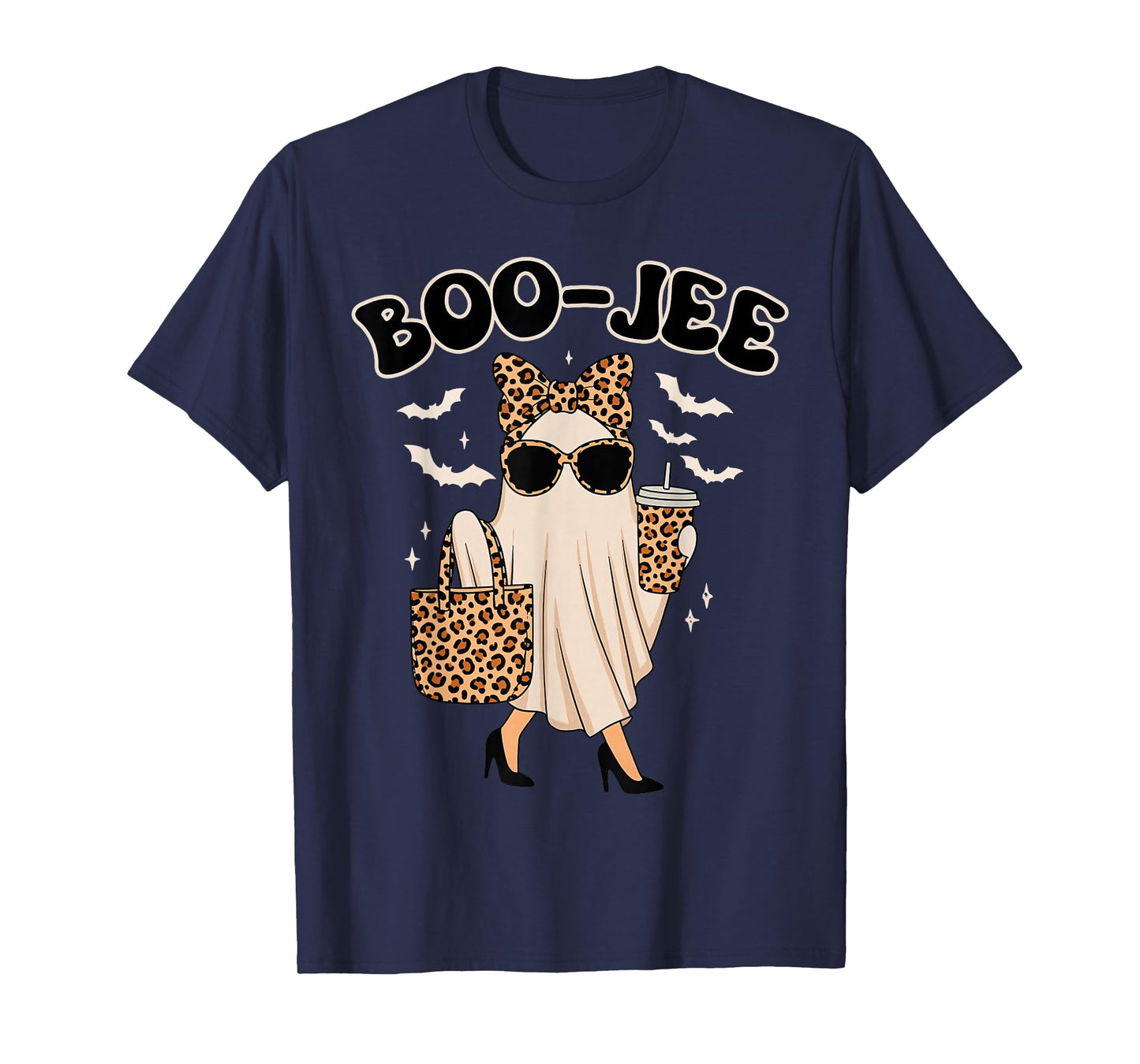 Boo-JEE Ghost, Leopard Ghost Tee, Ghost Coffee, Funny Fall T-Shirt